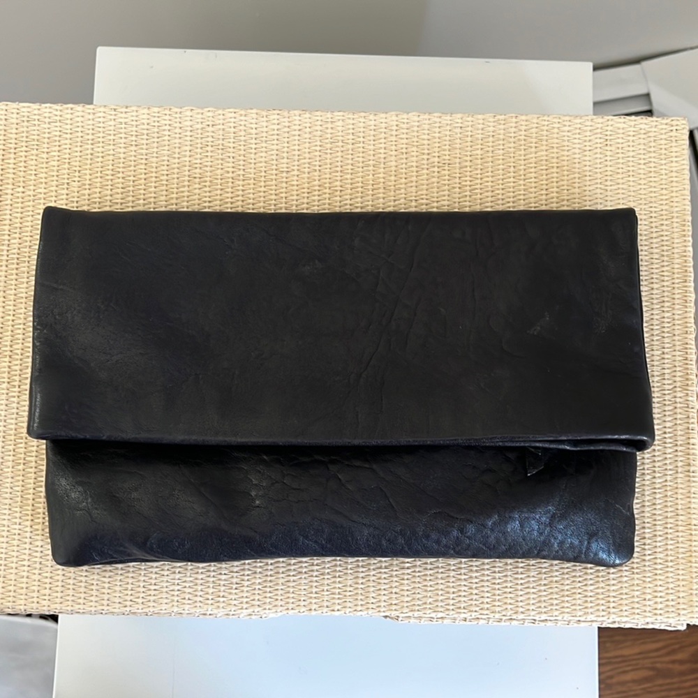 Stella & Dot Black Leather Clutch